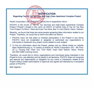 Notification regarding Tay Ho Tay Services and High-Class Apartment Complex Project